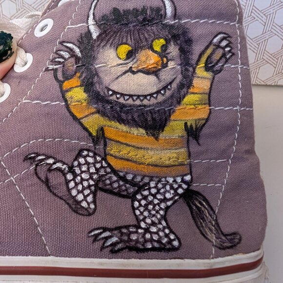 Vans Grey - Size 9 - Custom Artwork Where the Wild Things Are - Picture 9 of 11